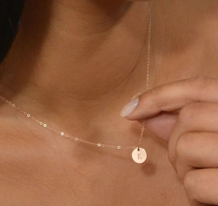 Zoe Rose Gold Initial Necklace-Deluxur