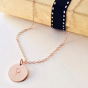 Zoe Rose Gold Initial Necklace-Deluxur
