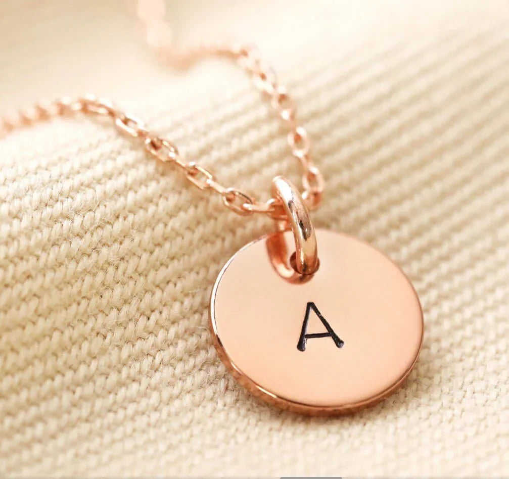 Zoe Rose Gold Initial Necklace-Deluxur