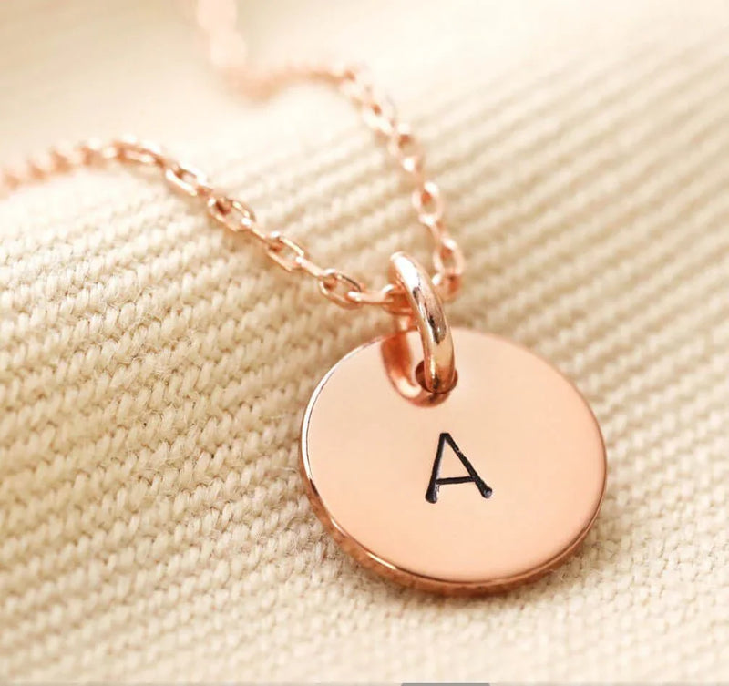 Zoe Rose Gold Initial Necklace-Deluxur