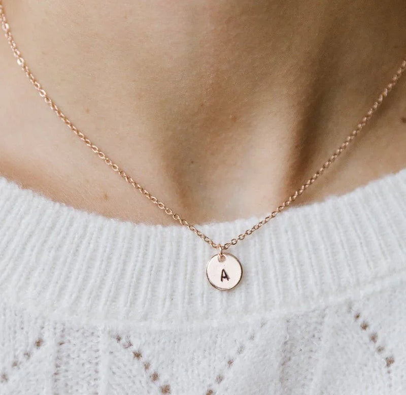 Zoe Rose Gold Initial Necklace-Deluxur