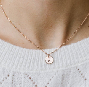 Zoe Rose Gold Initial Necklace-Deluxur